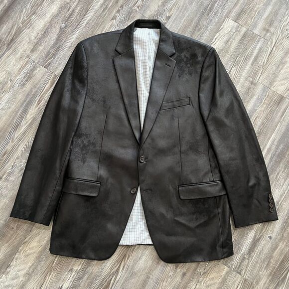Ralph Lauren Faux Leather Sport Coat Black Blazer Jacket Mens 42R - Picture 1 of 11